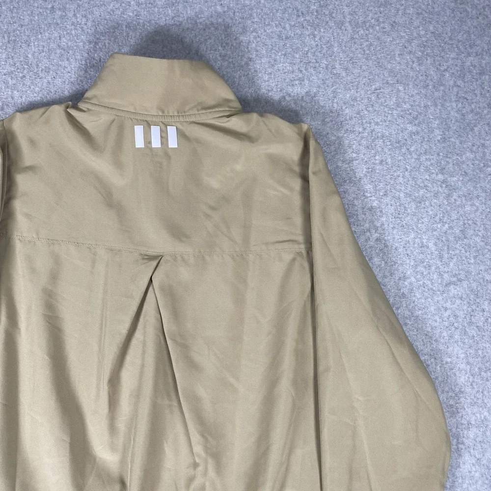 Adidas Golf Jacket Mens Large Tan Khaki Full Zip Windbreaker Lightweight Sport